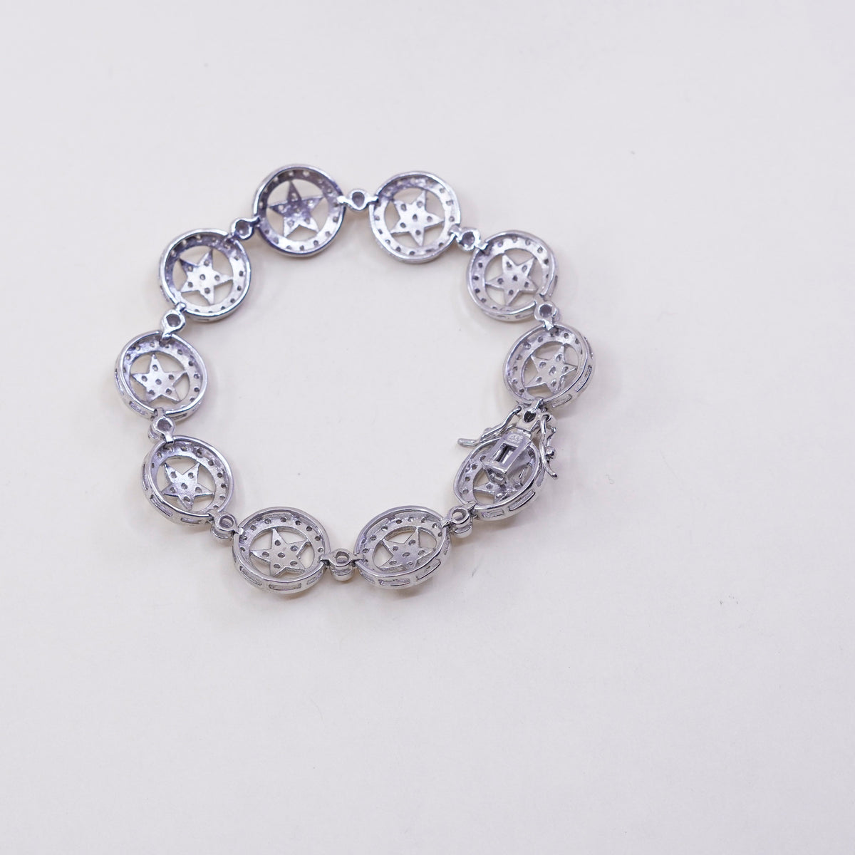6.5”, sterling silver bracelet, 925 tennis star bracelet with cluster Cz