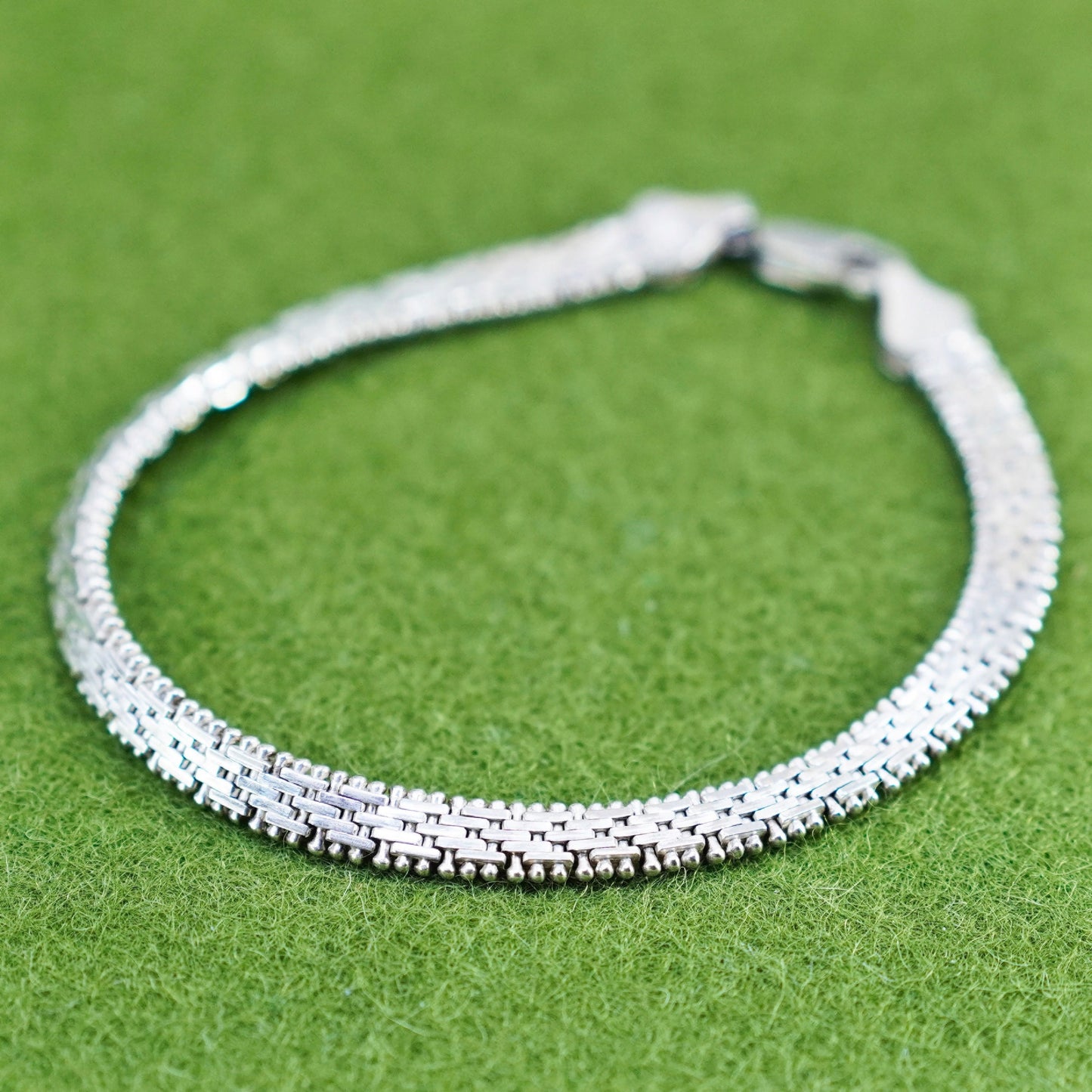 7”, 5mm, Vintage Italian sterling 925 silver Riccio chain bracelet