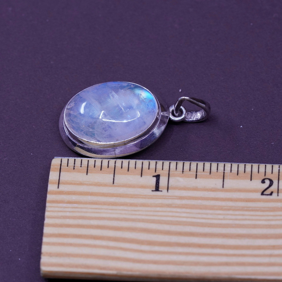 Vintage Sterling 925 Silver Handmade Pendant with oval moonstone
