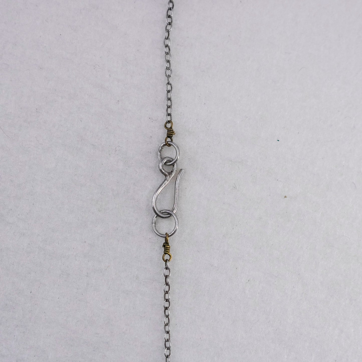 18”, vintage Sterling 925 silver handmade circle necklace with pearl beads