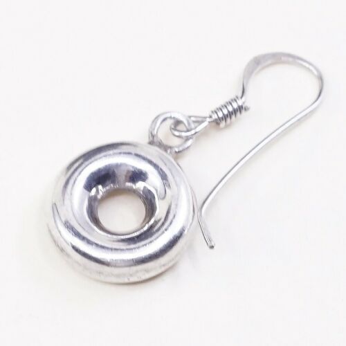 Vtg Sterling Silver Handmade Earrings, Mexico 925 Circle dangles, Stamped 925