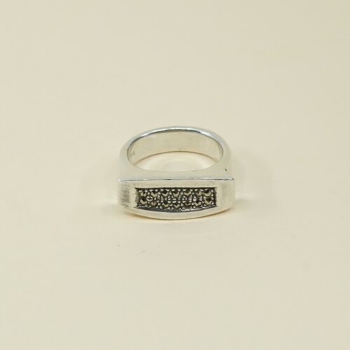 Sz 9, Vtg Sterling Silver Handmade Ring, 925 Silver Band marcasite inlay