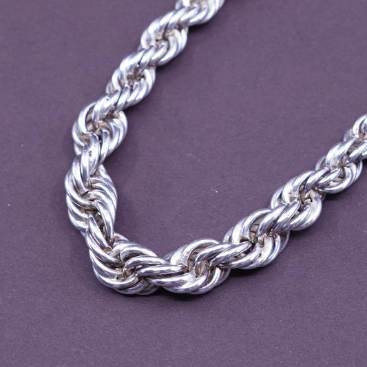 16”, vintage sterling silver handmade necklace, 925 bold graduated rope chain