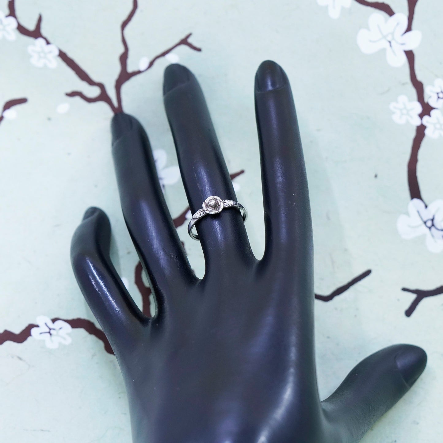 Size 6, vintage Sterling silver handmade ring, 925 stackable rose band