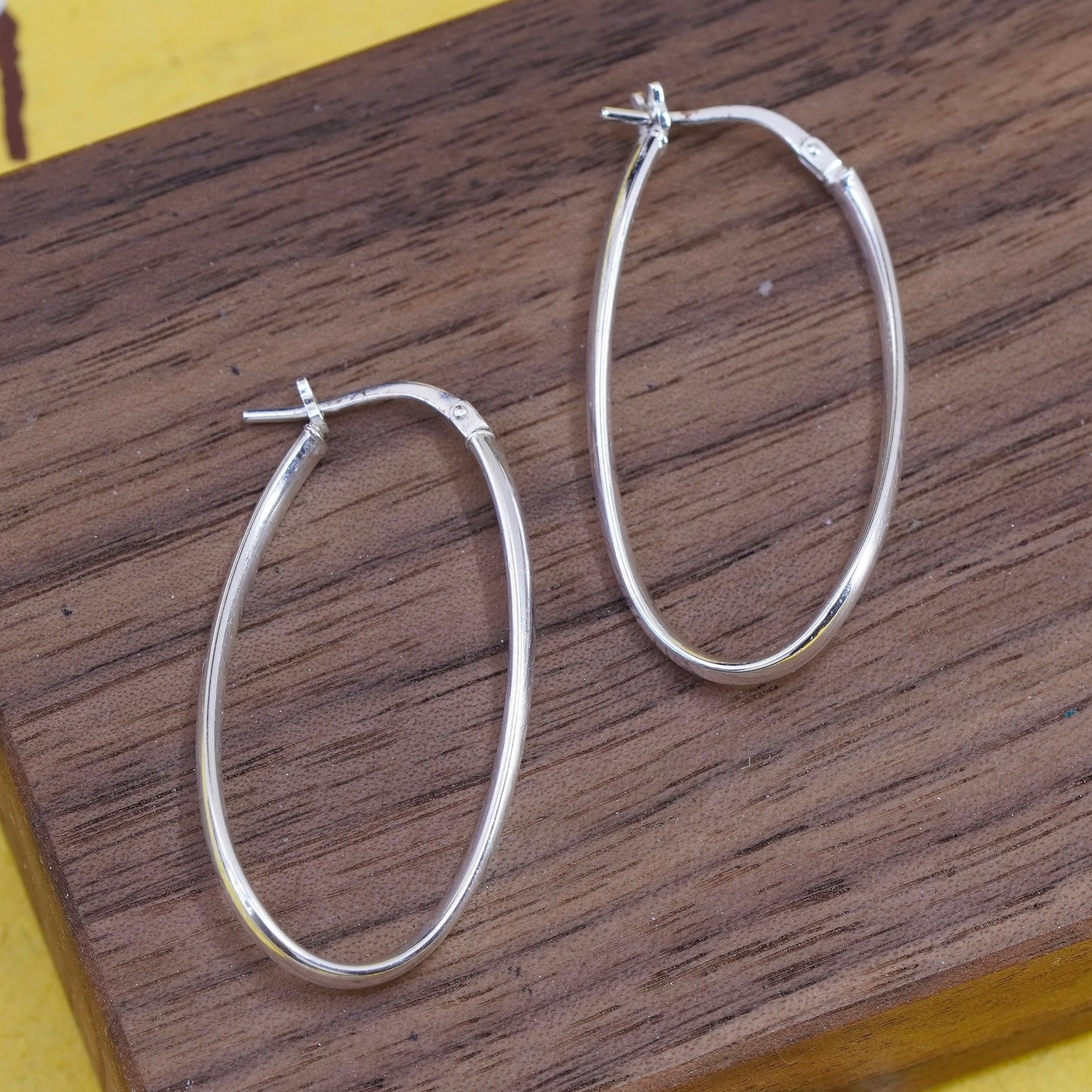 1.5”, vintage Italy Sterling silver handmade earrings, twisted 925 hoops