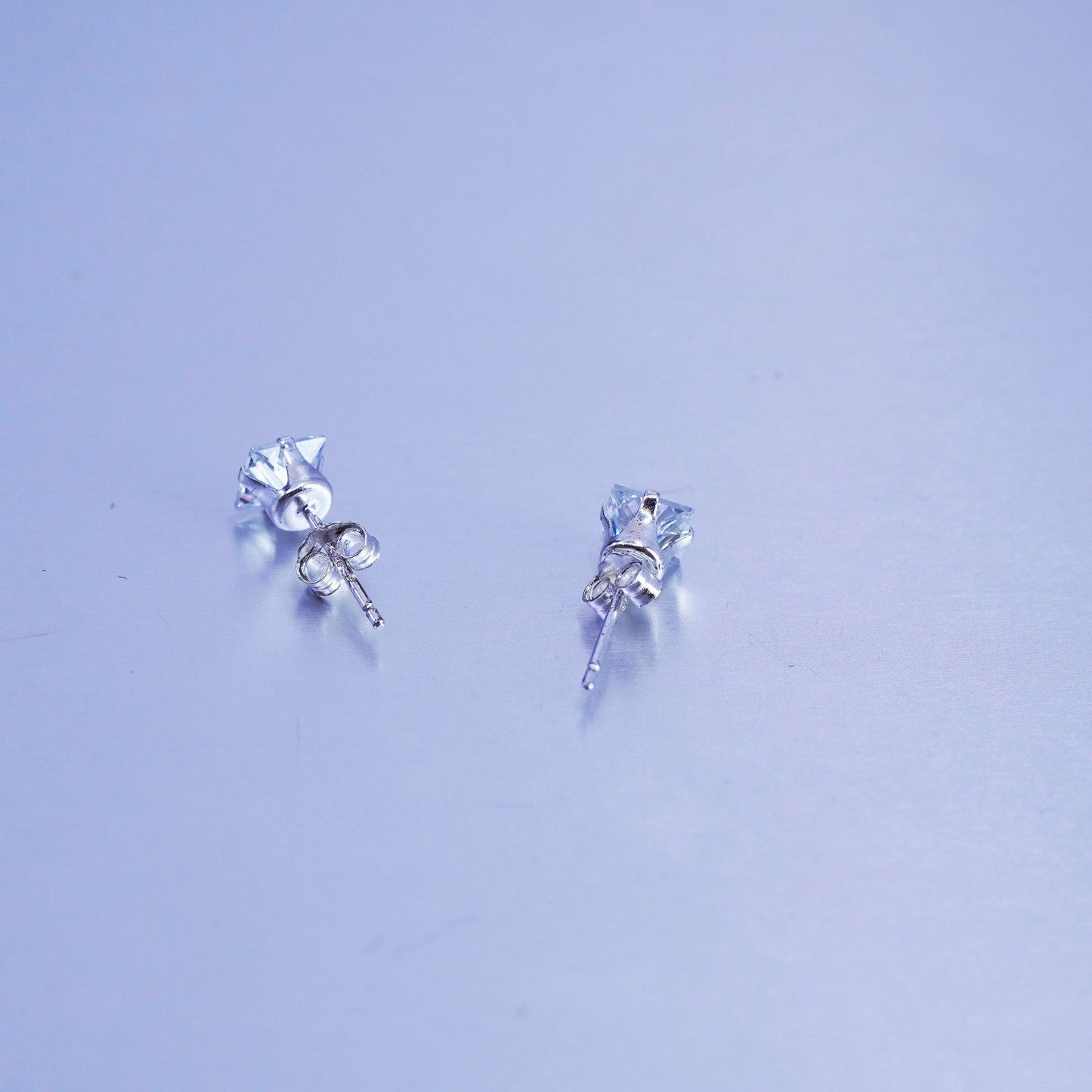 5mm, Vintage Sterling 925 silver earrings, studs with cz inlay