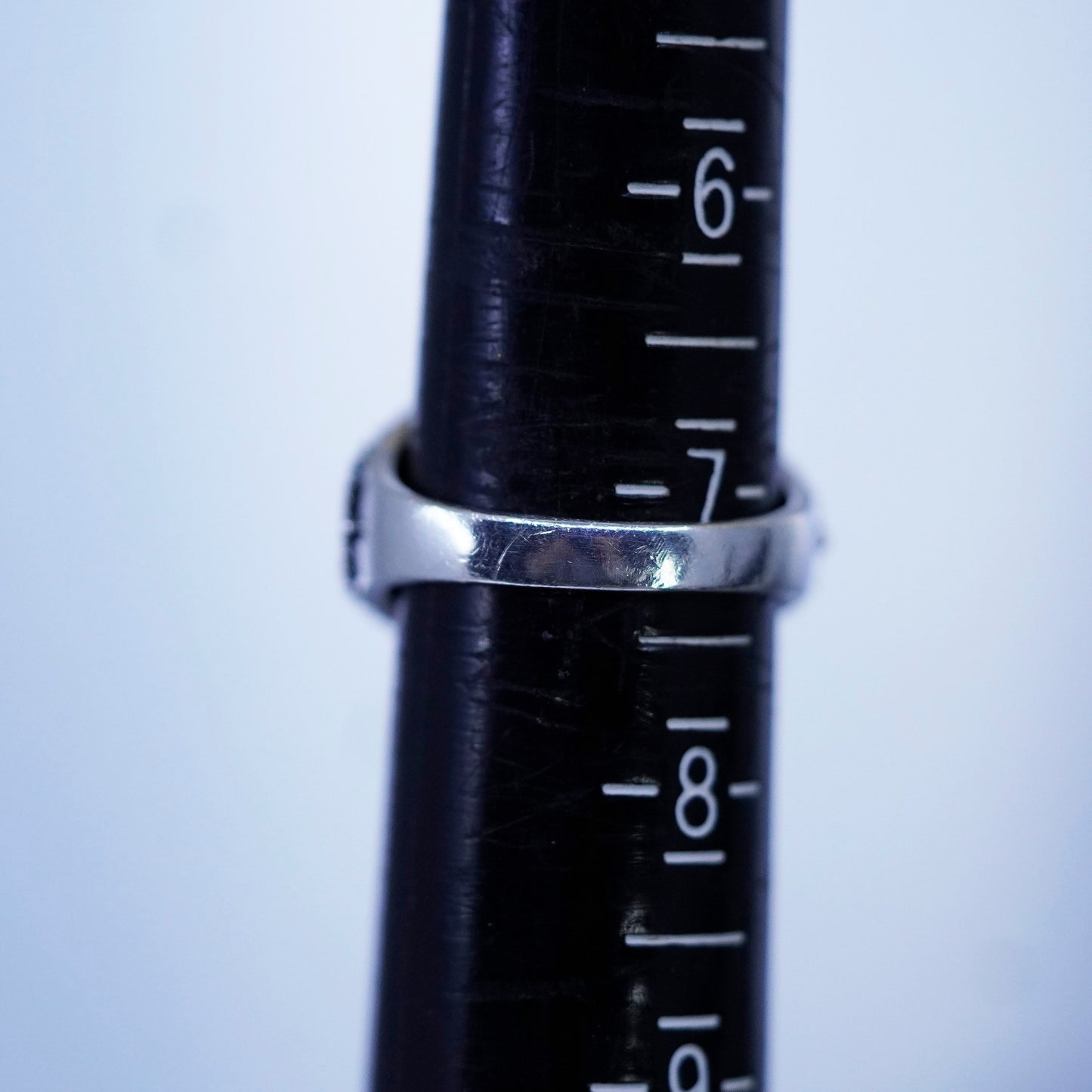Size 7, vintage bali Sterling 925 silver handmade ring with onyx and beads