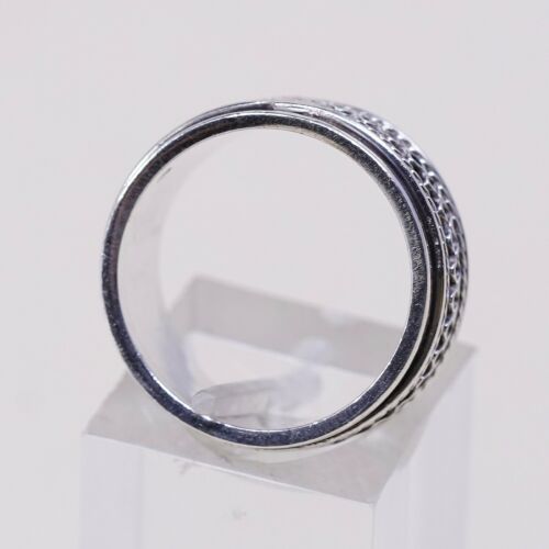 Sz 6.75, Vtg Sterling Silver Handmade Ring, 925 Silver Spinner Band