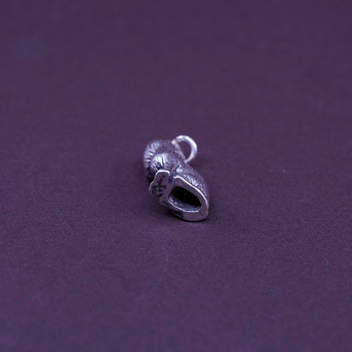 Vintage Sterling silver handmade pendant, 925 cat kitty charm with heart