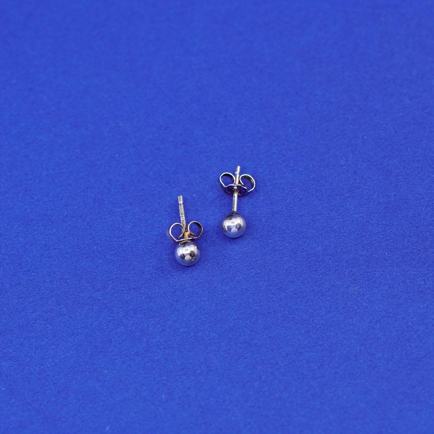 3mm, vintage DBJ vermeil gold over Sterling 925 silver studs earrings
