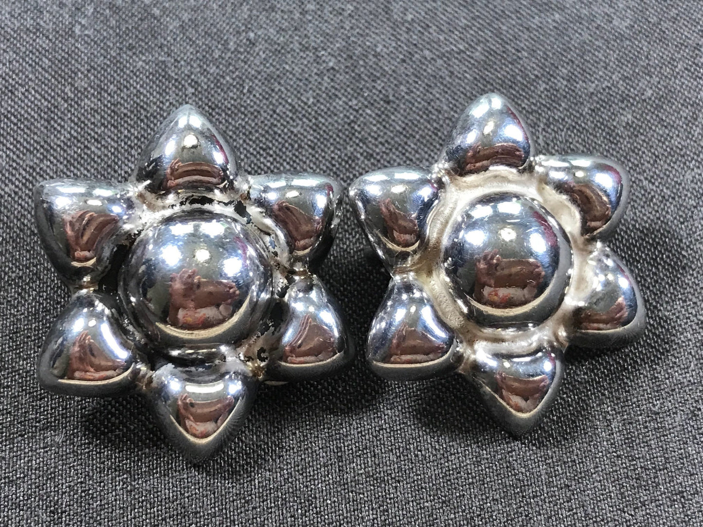 Vintage Sterling silver handmade 925 flower clip on earrings