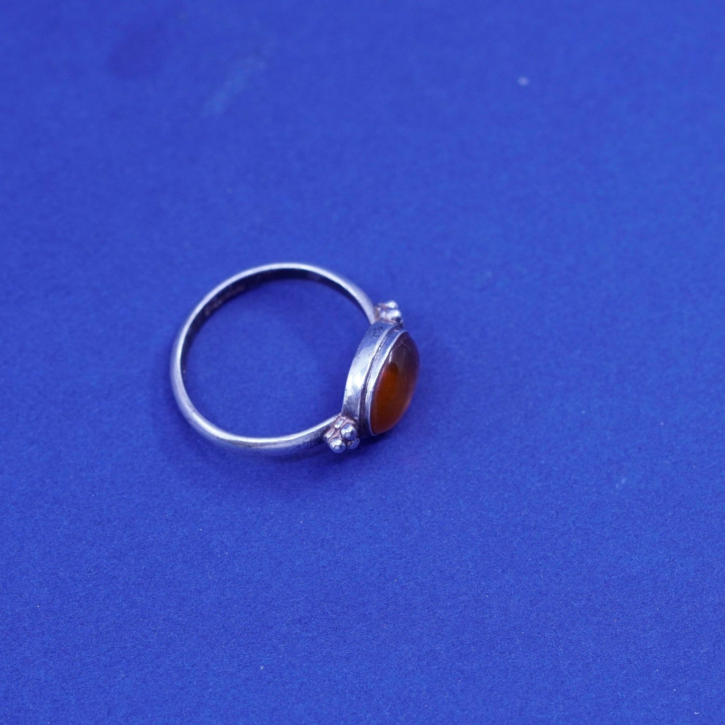 Size 8, Sterling silver handmade ring, Native American, southwestern, 925 amber