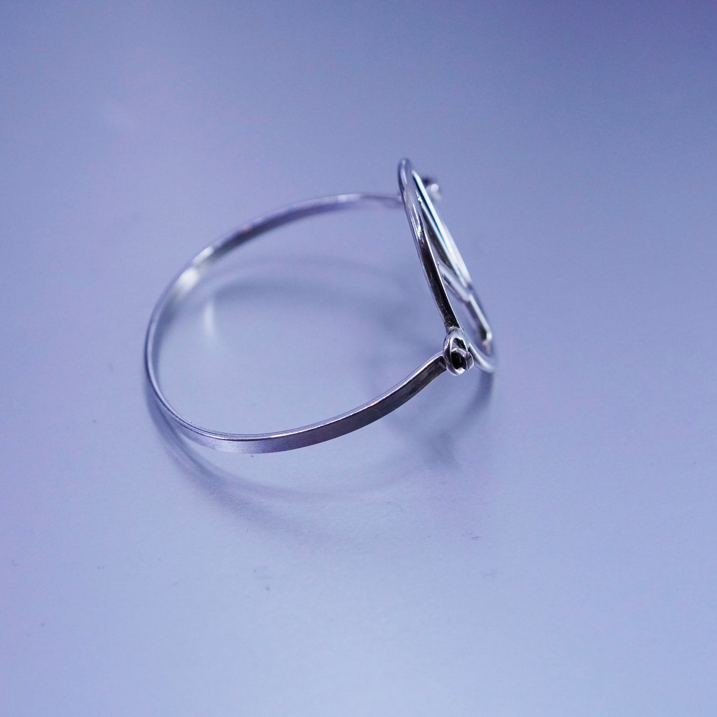 6.75”, Mexico Sterling 925 silver handmade CND peace bracelet, hinged bangle