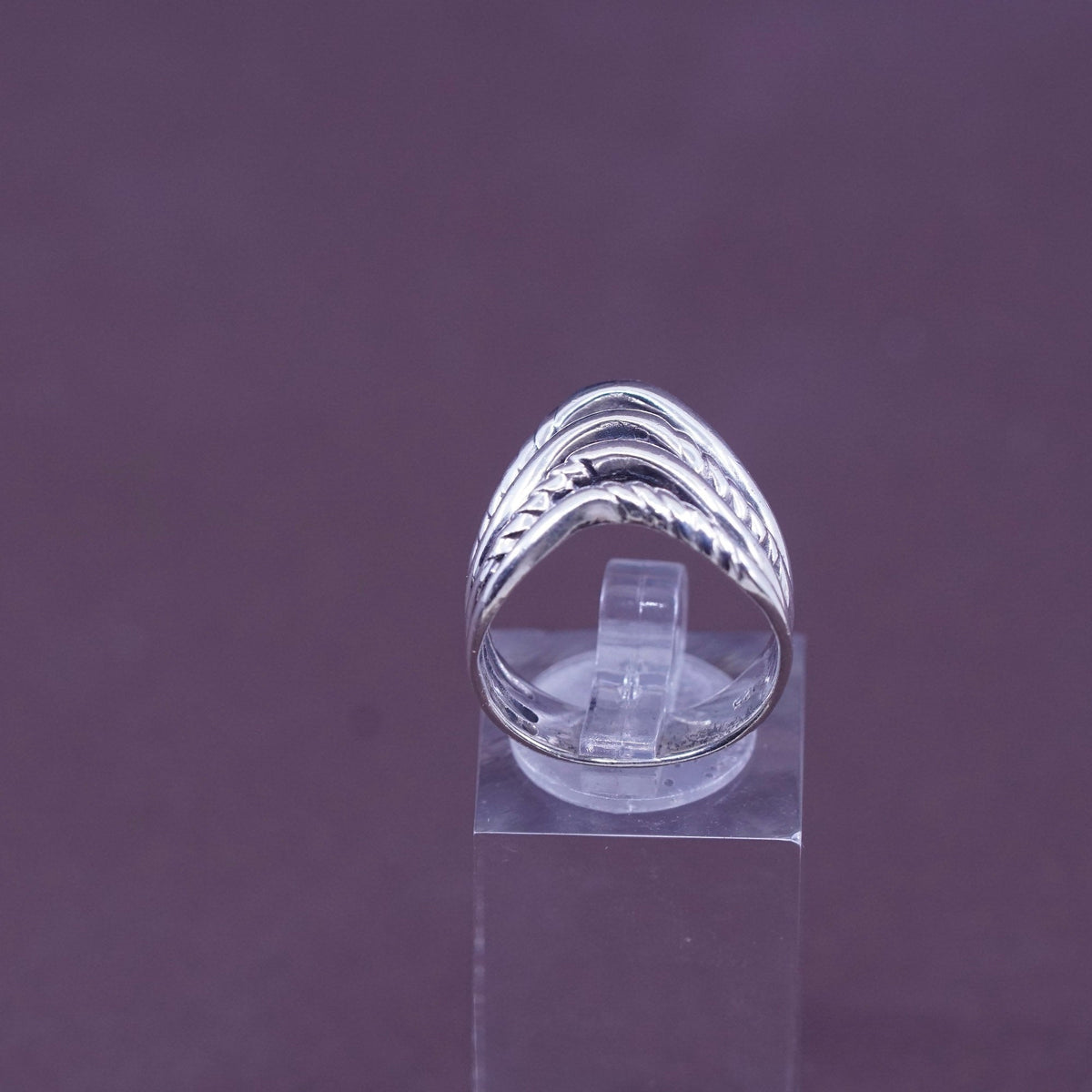 size 7, vintage Sterling silver handmade ring, 925 entwined band