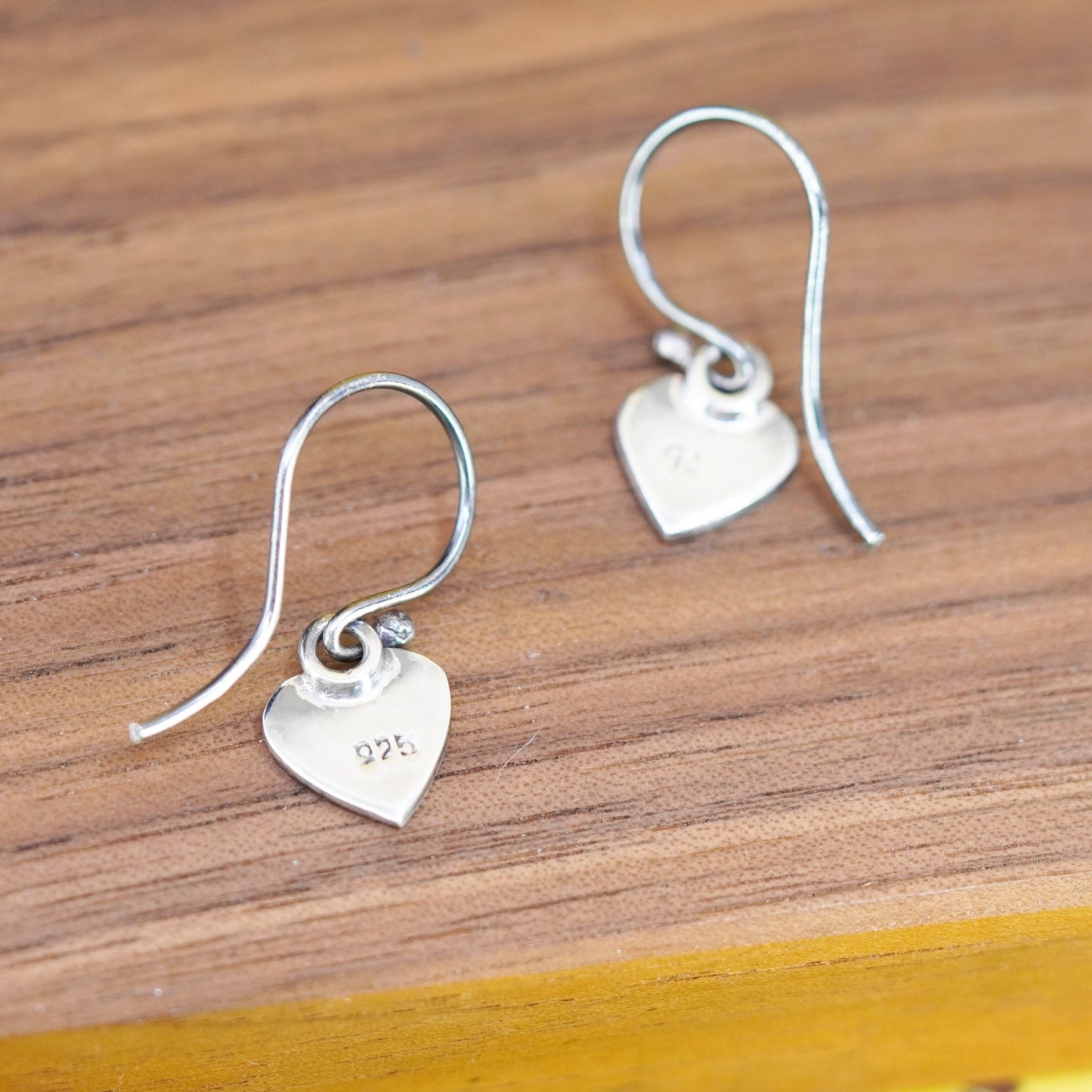 Vintage Sterling 925 silver handmade earrings with red enamel heart