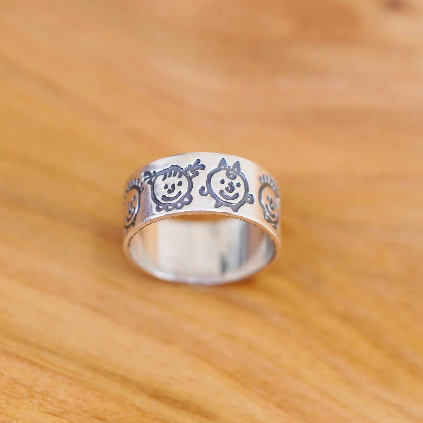 size 8, vintage EFS Sterling silver handmade ring, 925 children friendship band