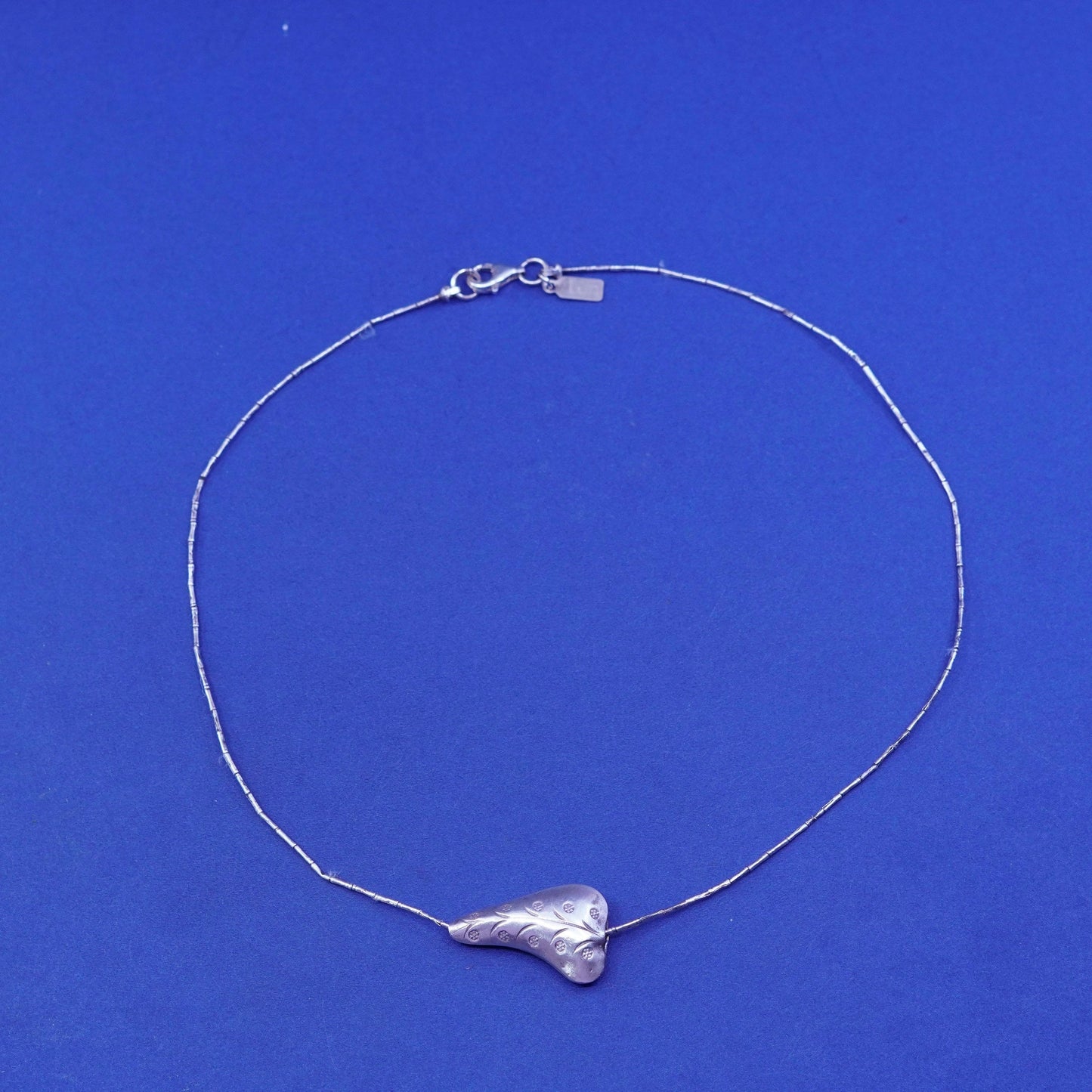 16”, j Jill liquid Sterling 925 necklace, liquid silver chain with leaf pendant