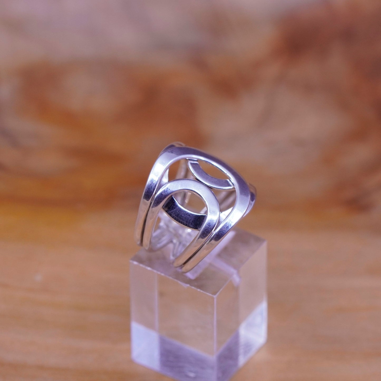 size 6, vintage Sterling silver handmade ring, 925 entwined band, silver tested