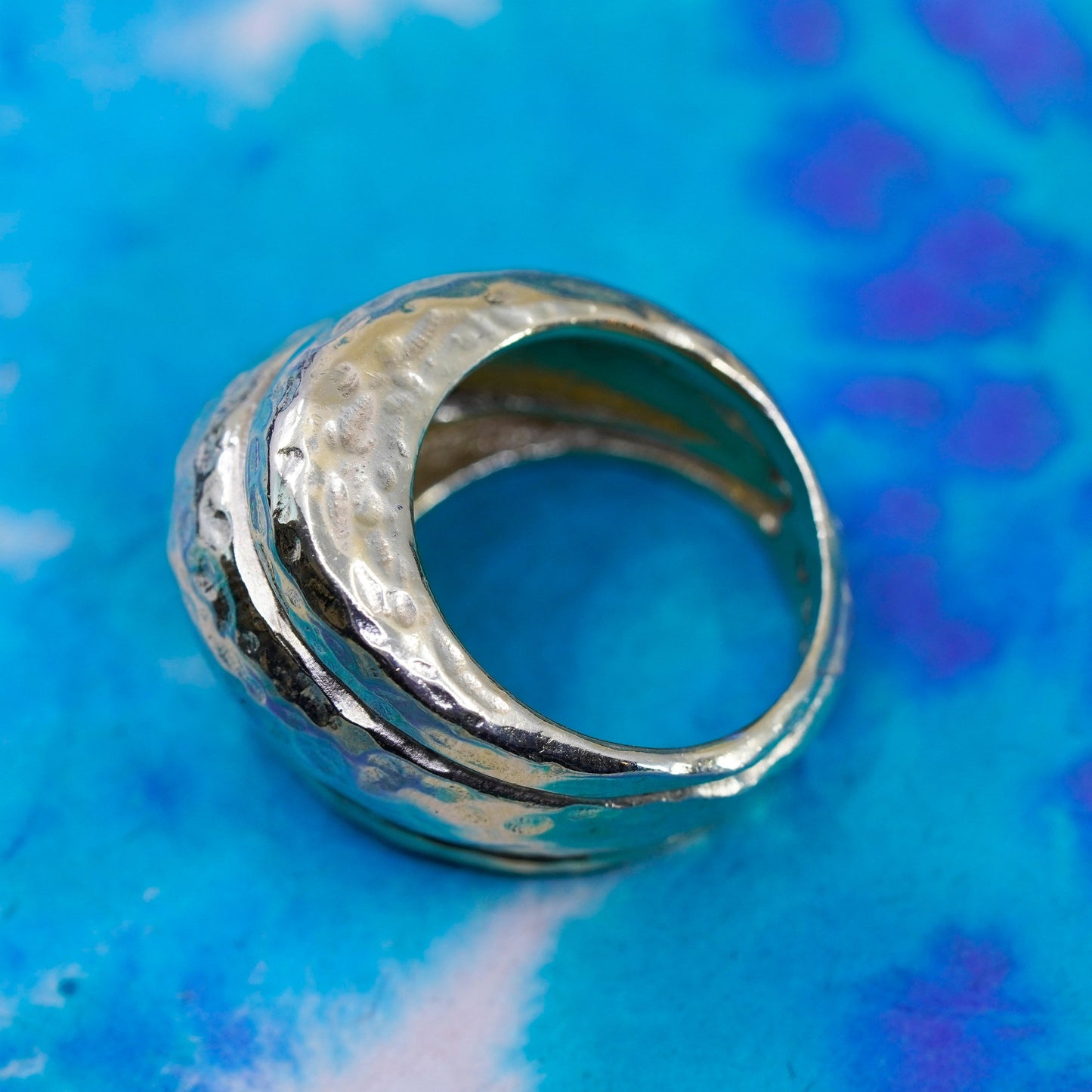 Size 6.25, Gold Vermeil Etruscan Revival Sterling 925 Silver ribbed ring band