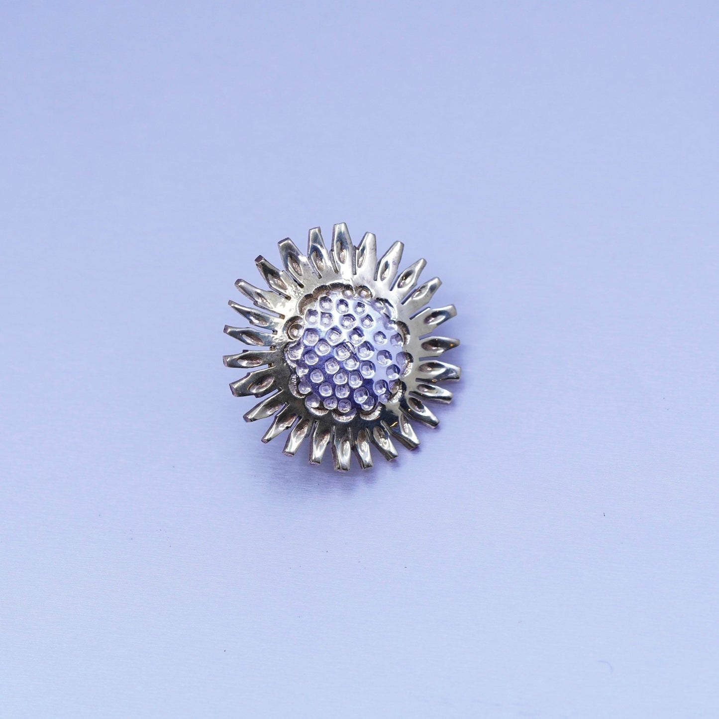 two tone Mexico Sterling 925 silver handmade earrings, sunflower flower studs