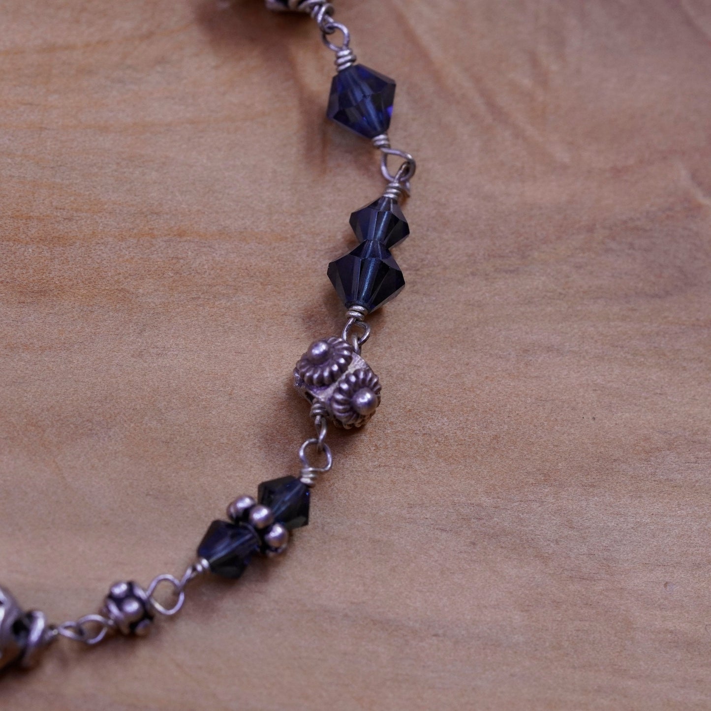 6.75”, vintage handmade crystal beads bracelet