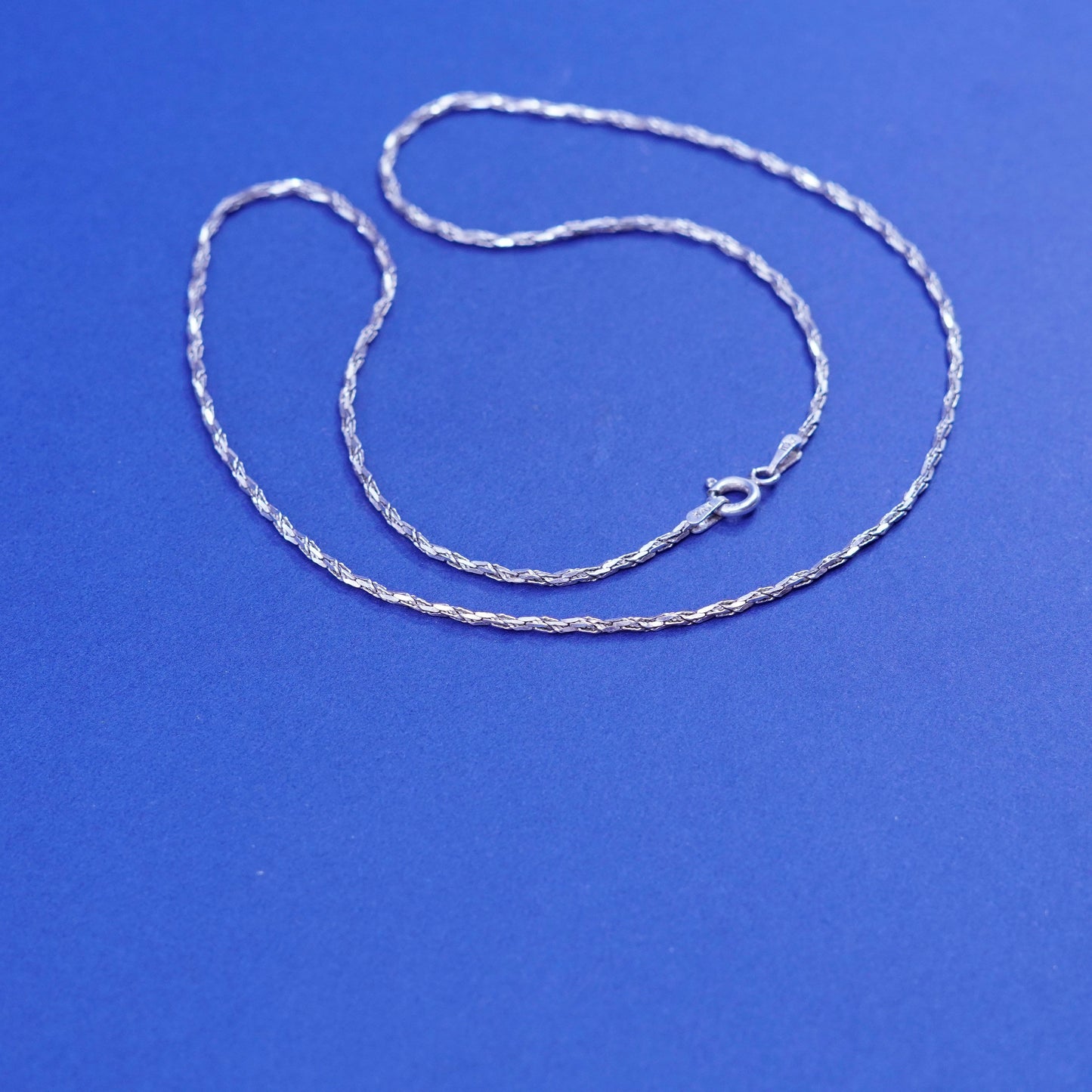 18”, 1mm, vintage Sterling silver handmade necklace, twisted 925 snake chain