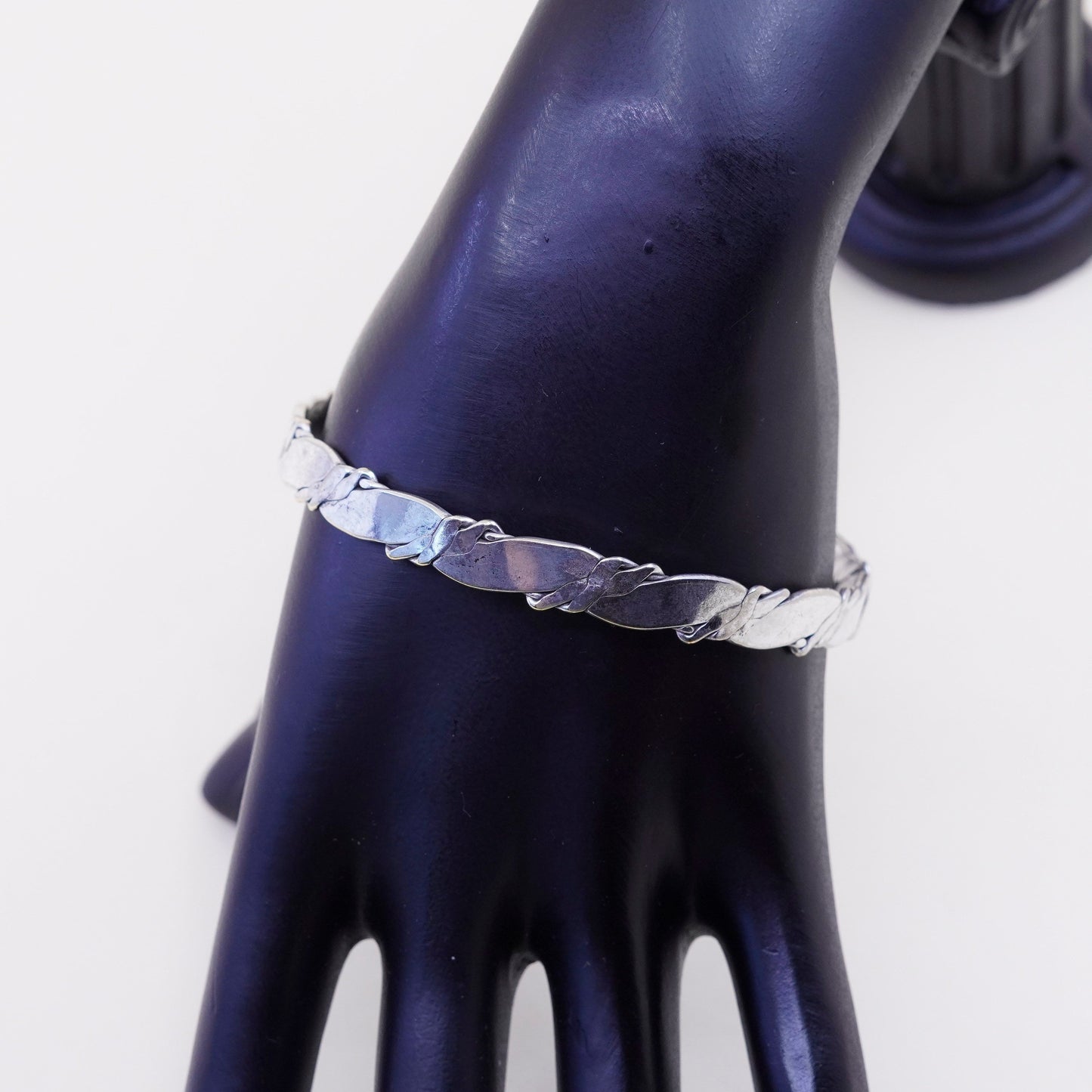 8”, Vintage sterling silver handmade bracelet, Mexico 925 cable bangle
