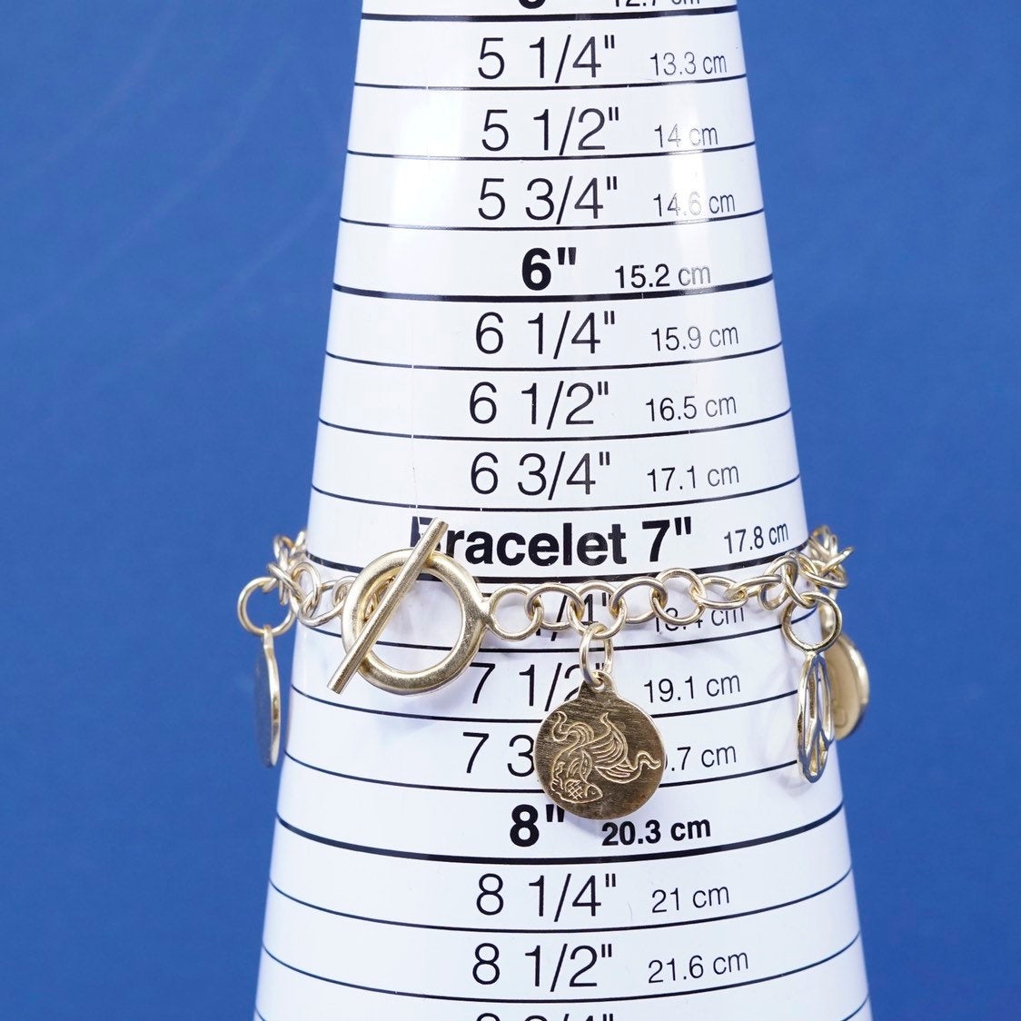 7.25", baroni vermeil gold Sterling 925 silver handmade circle charm bracelet