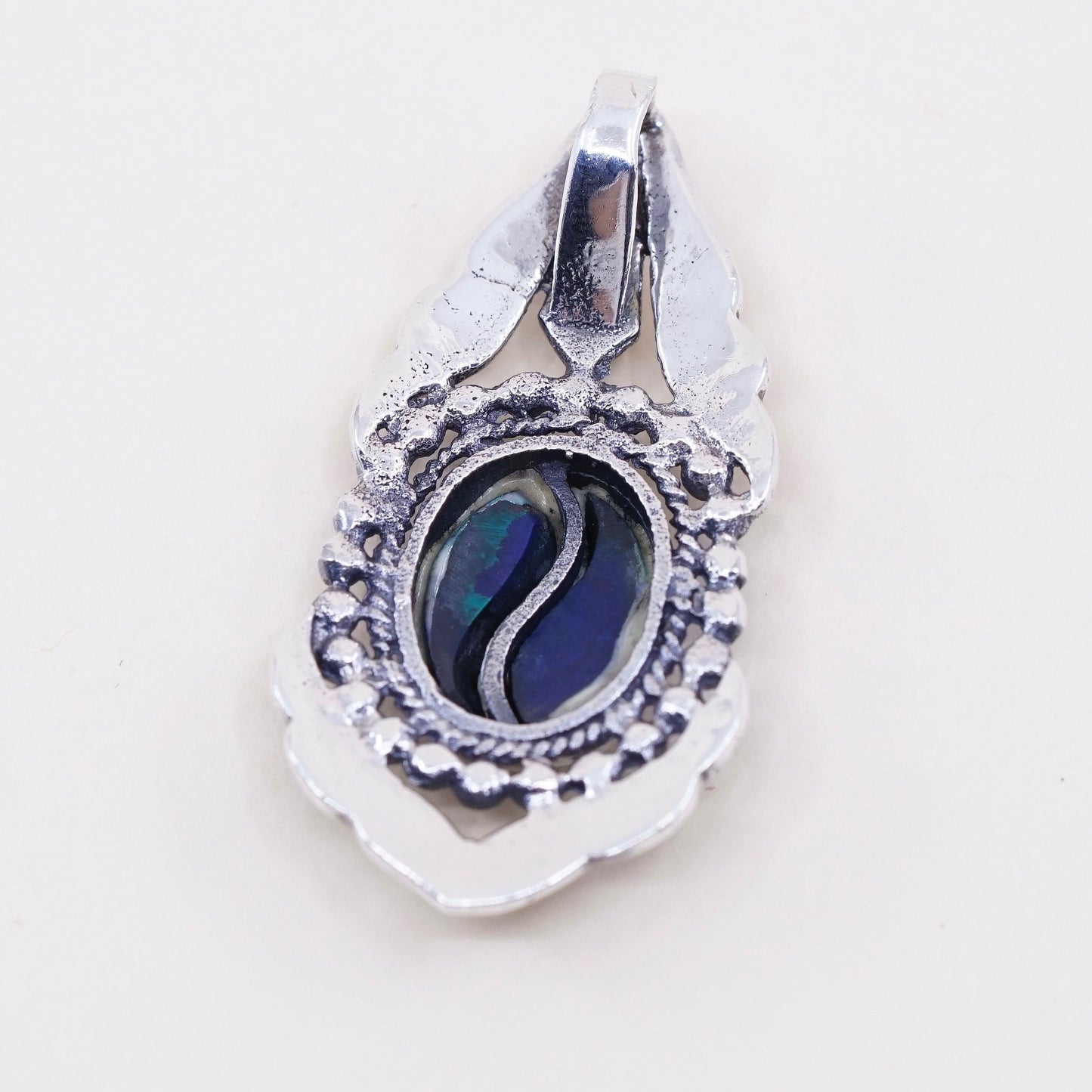 Vintage sterling 925 silver handmade pendant with turquoise and beads