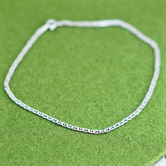 10”, 4mm, Vintage sterling 925 silver bracelet, Italy anchor chain