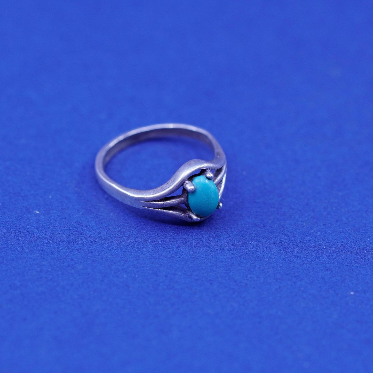 Size 4, vintage Sterling silver handmade ring with turquoise, Native American