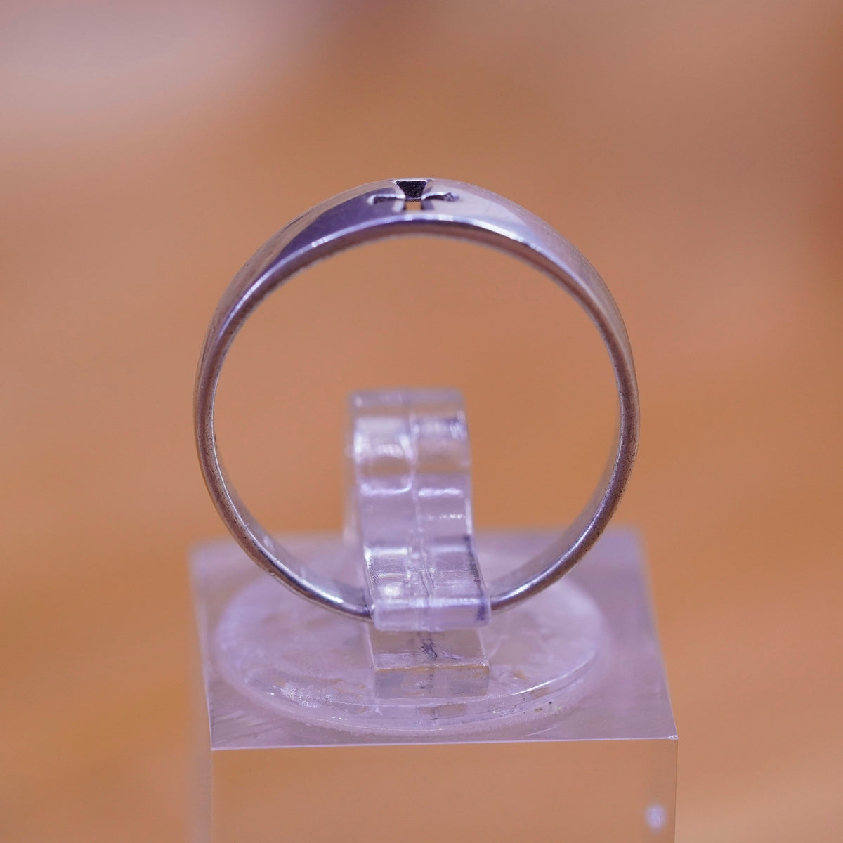 Size 6, vintage Sterling silver handmade ring, 925 band with cross cut out