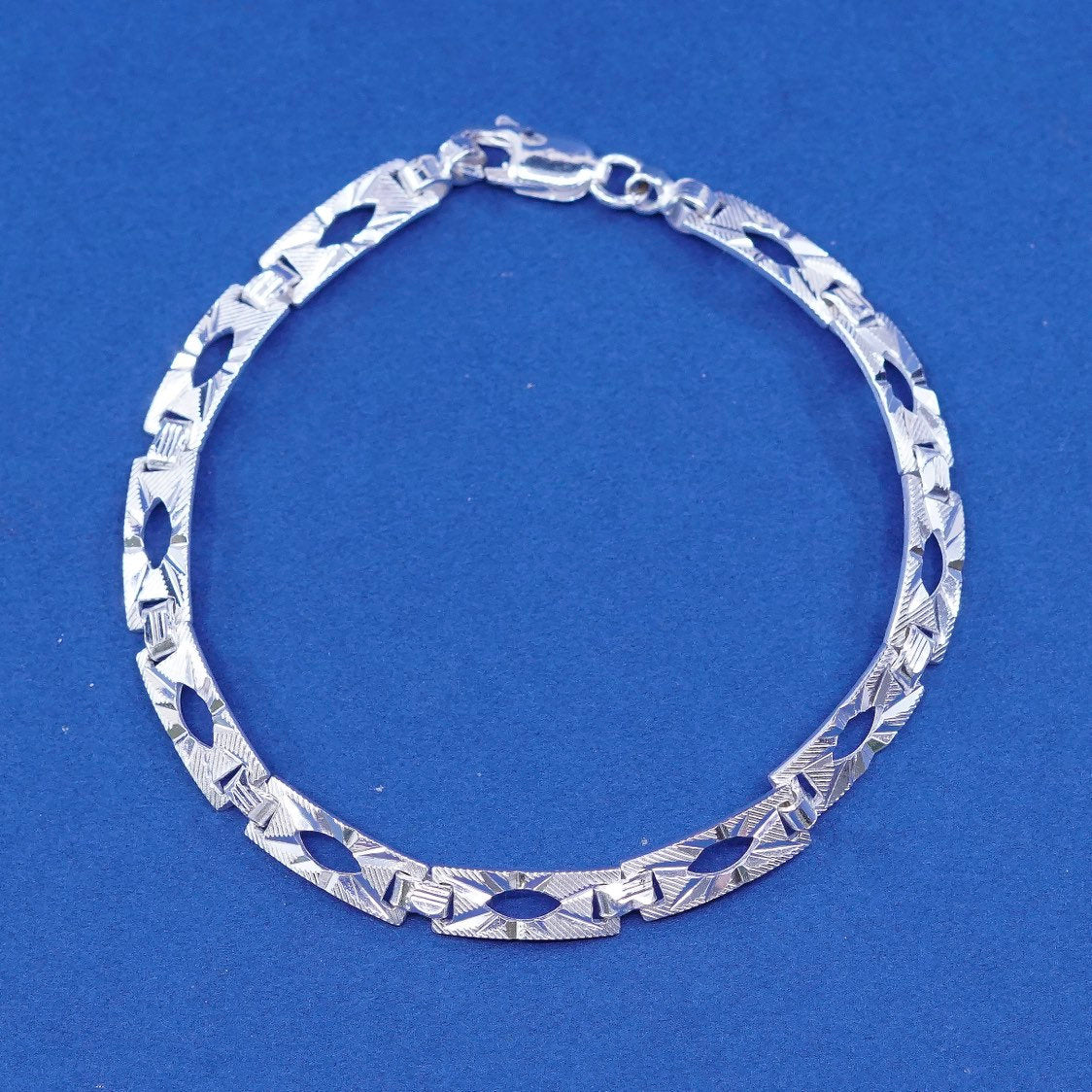 7", 5mm, vtg Sterling silver handmade bracelet, 925 bar w/ star