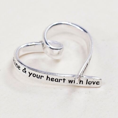 Veg sterling silver handmade pendant, Friendship Quote 925 heart charm