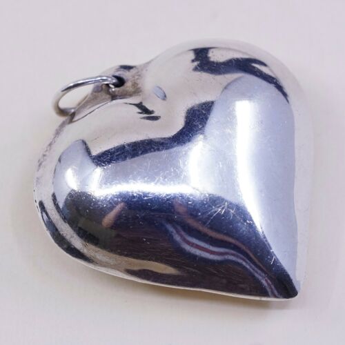 Vintage Sterling Silver Handmade Pendant, Huge Heart Pendant, Silver Tested