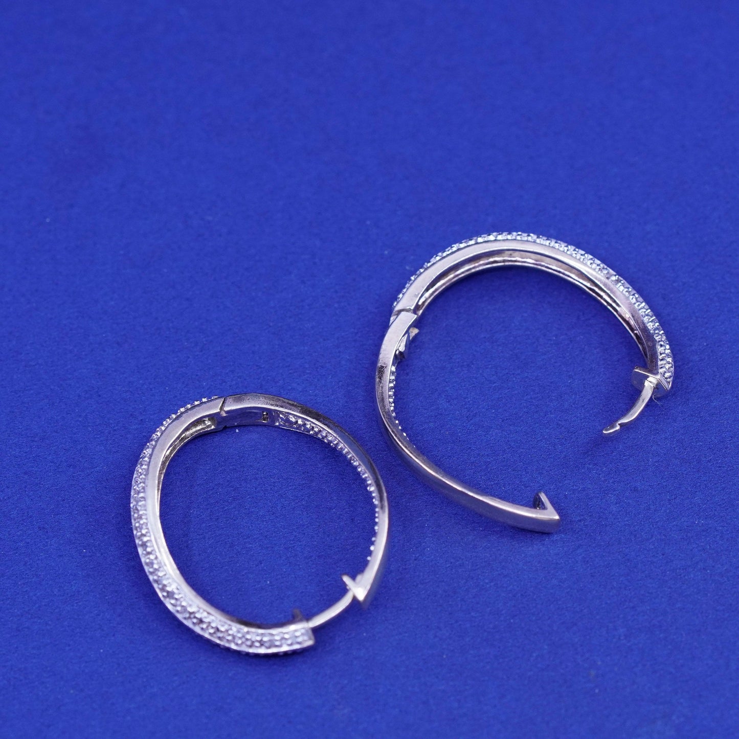 1”, Vermeil gold Sterling silver earrings, curvy 925 hoops, huggie diamond