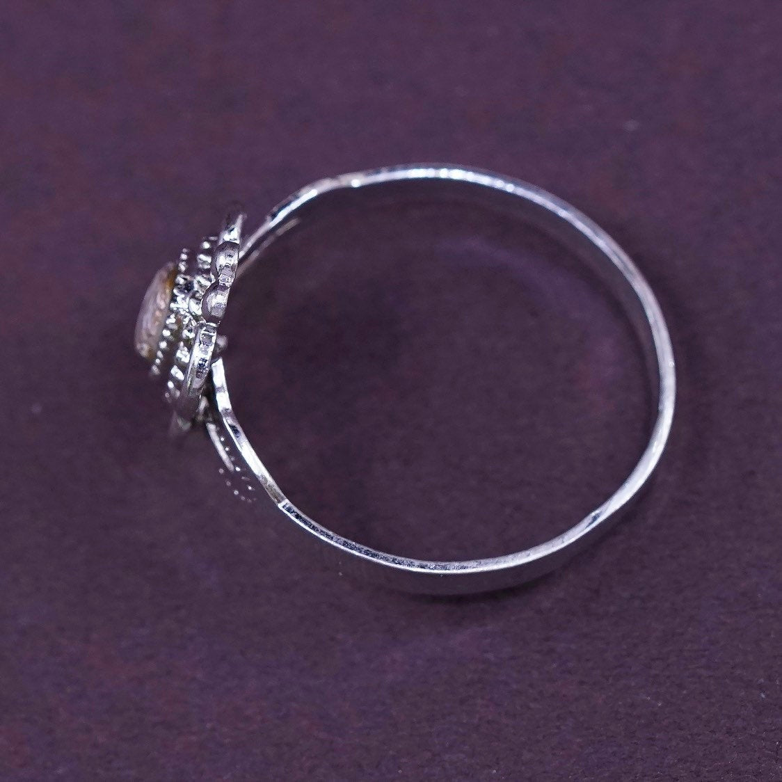 sz 7.75, Native American Sterling silver handmade ring, 925 beads