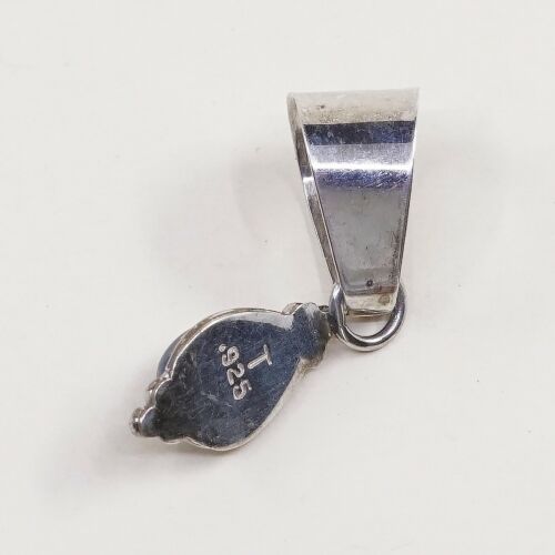 Vtg Southwestern Sterling Silver Pendant W/ Teardrop Lapis Lazuli, Stamped 925 T