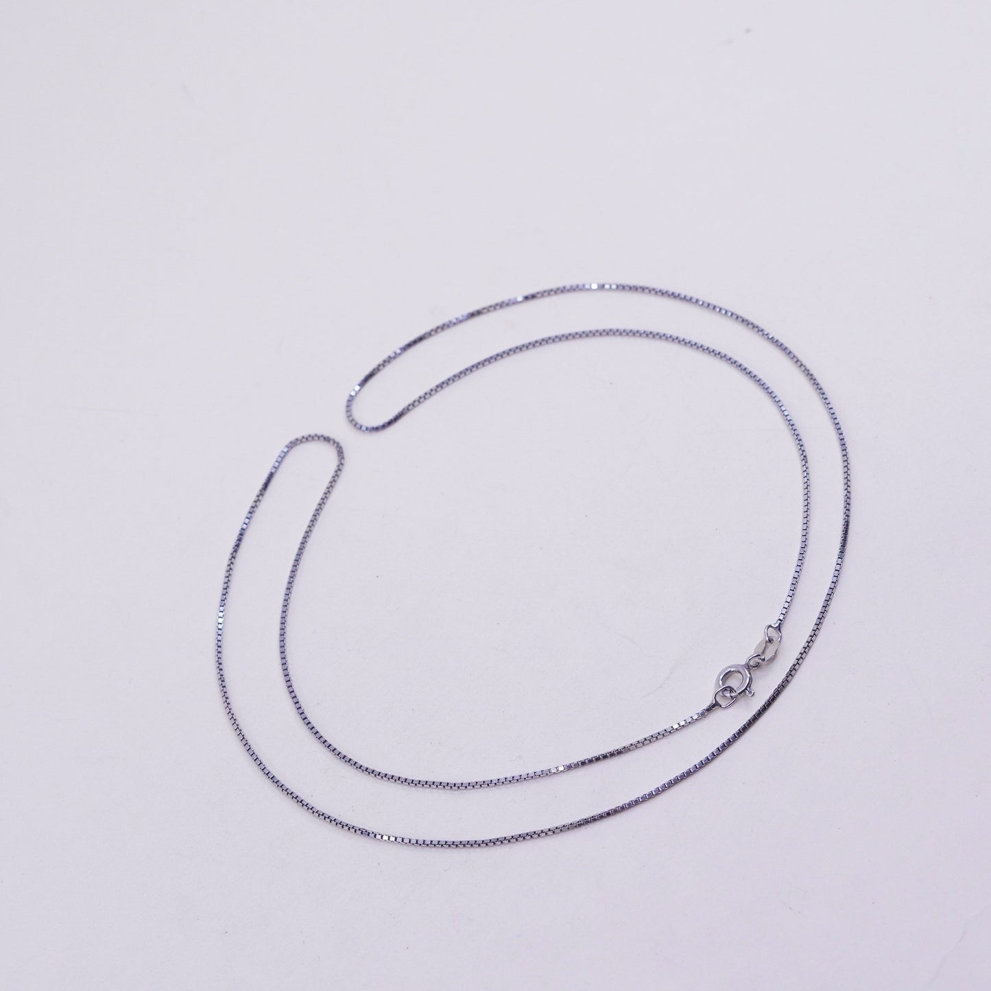 24”, 1mm, Vintage Italian sterling 925 silver box chain, necklace