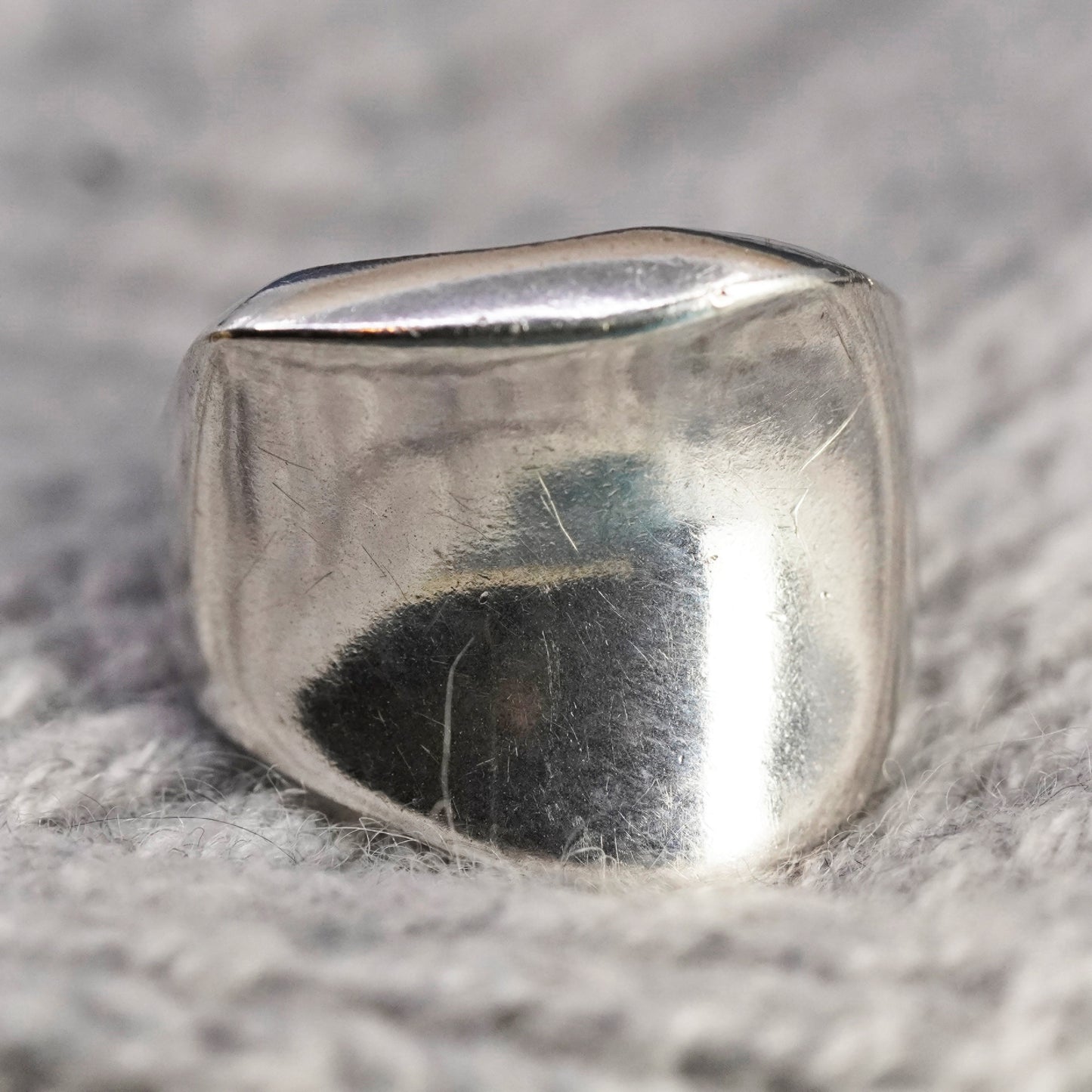 Size 8, vintage Sterling silver handmade ribbed ring, 925 statement ring
