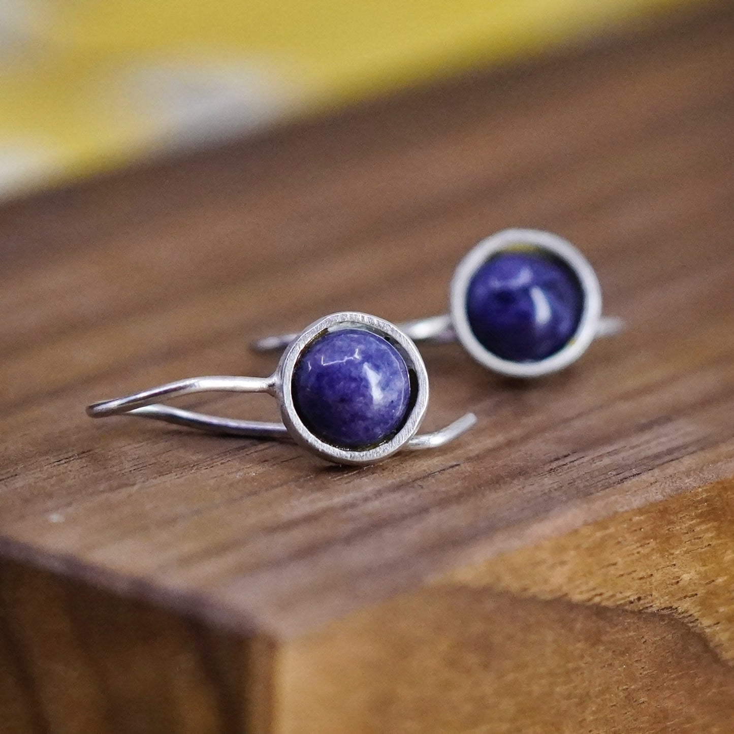 Vintage Sterling 925 silver handmade earrings with Sodalite dangle