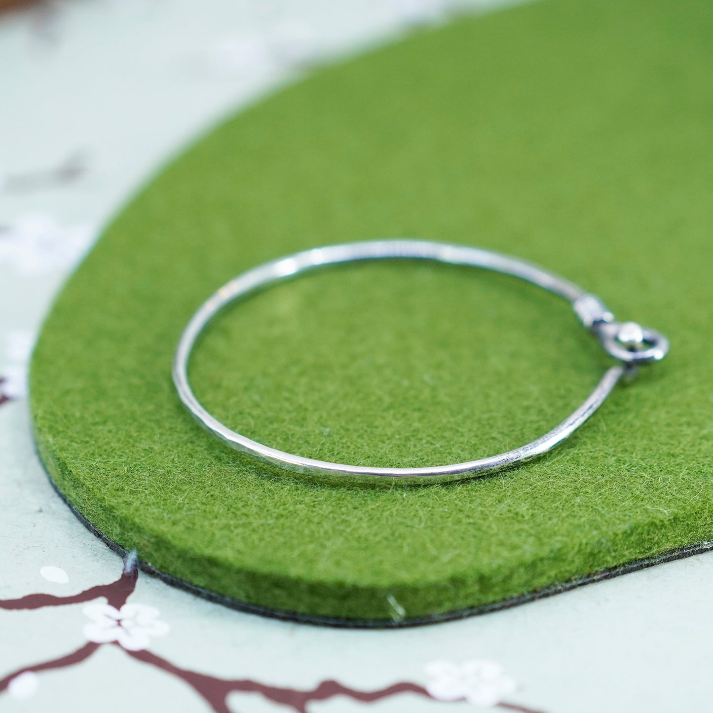 7”, Vintage sterling silver handmade bracelet, hinged 925 bangle