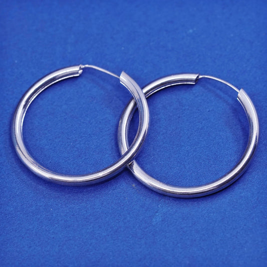 1.25”, Sterling silver handmade earrings, 925 hoops, silver tested
