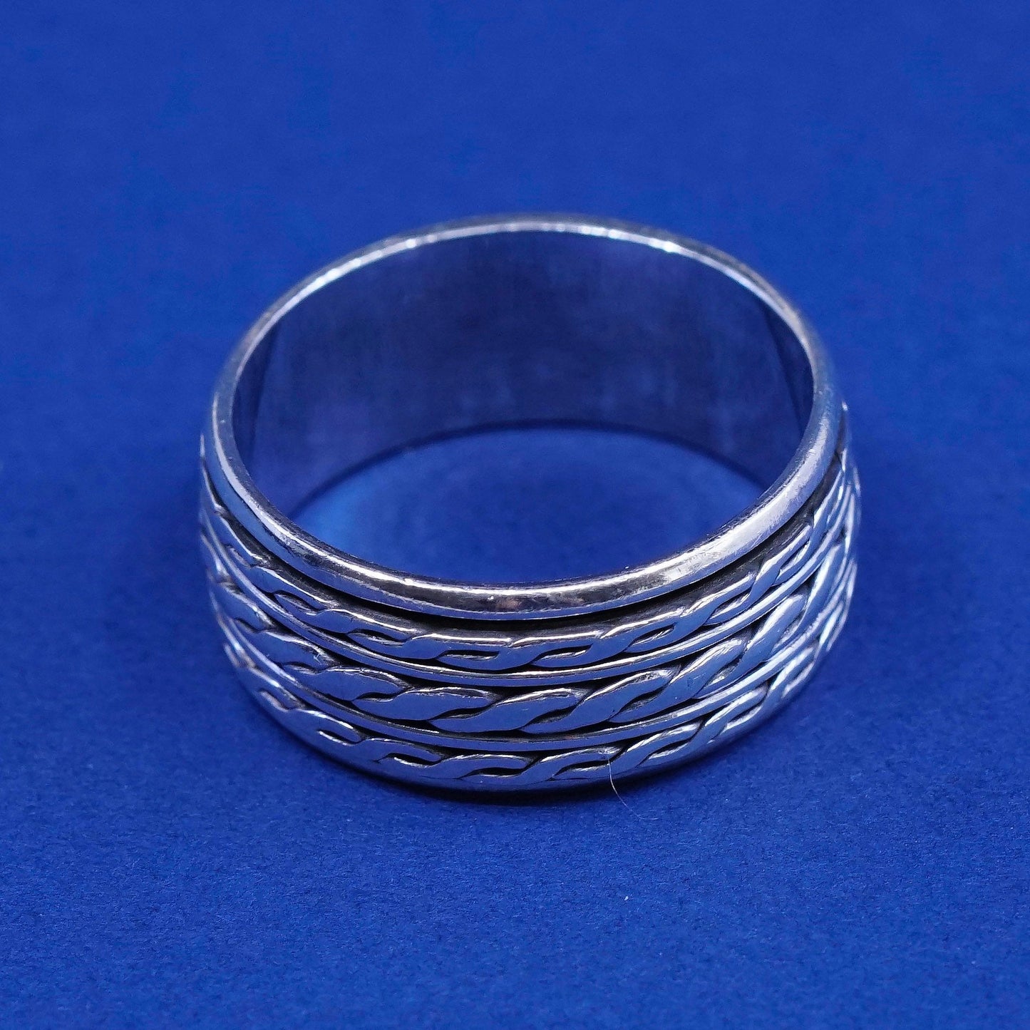 Size 9.25, vintage sterling silver handmade band, 925 spinner ring