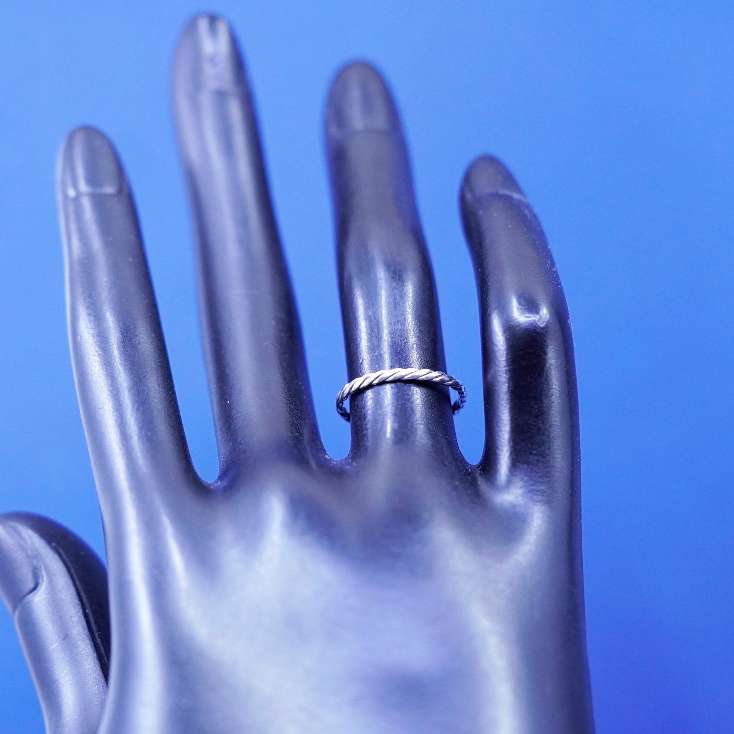 Size 5, vintage Sterling silver handmade ring, 925 cable band