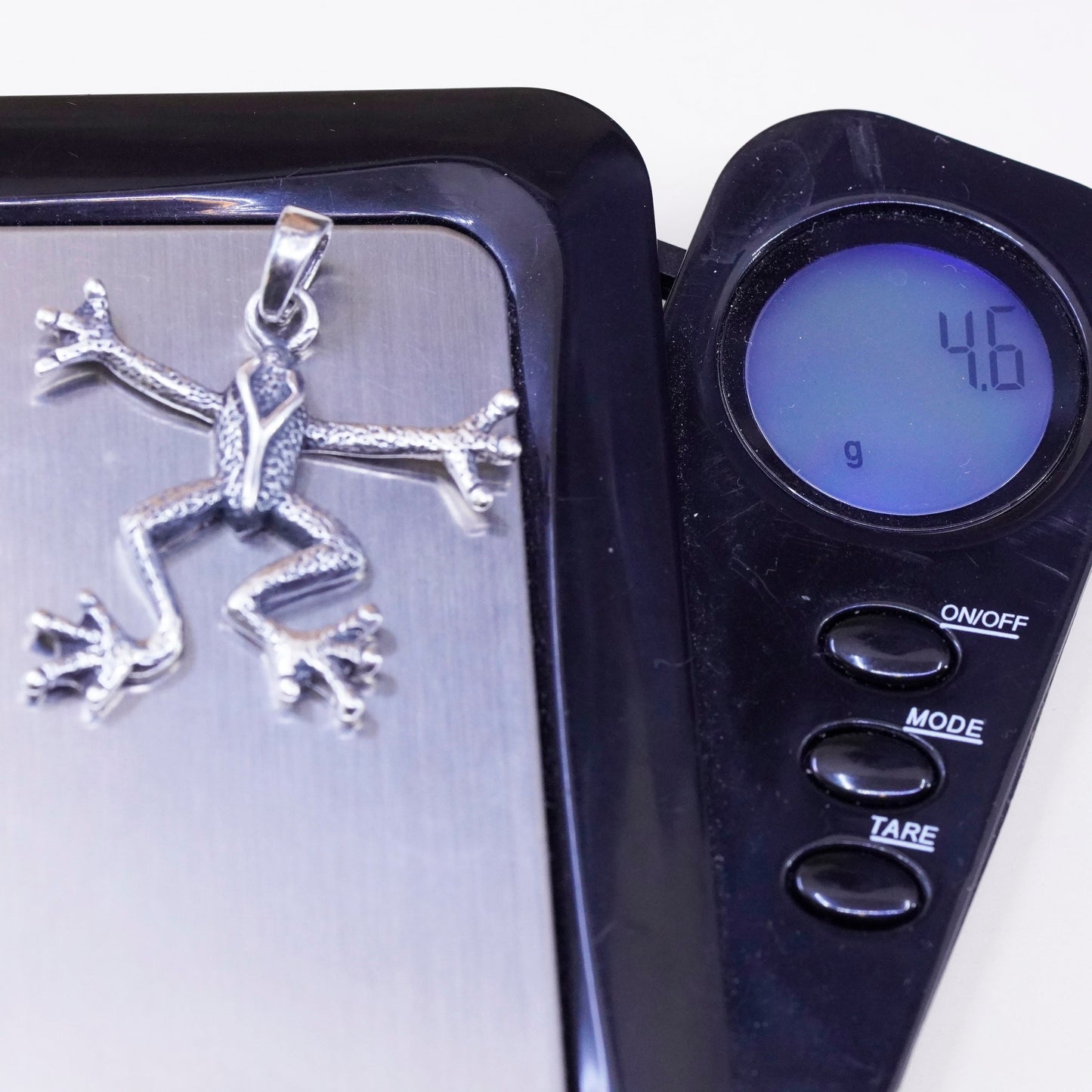 Vintage Sterling silver handmade pendant, 925 frog charm