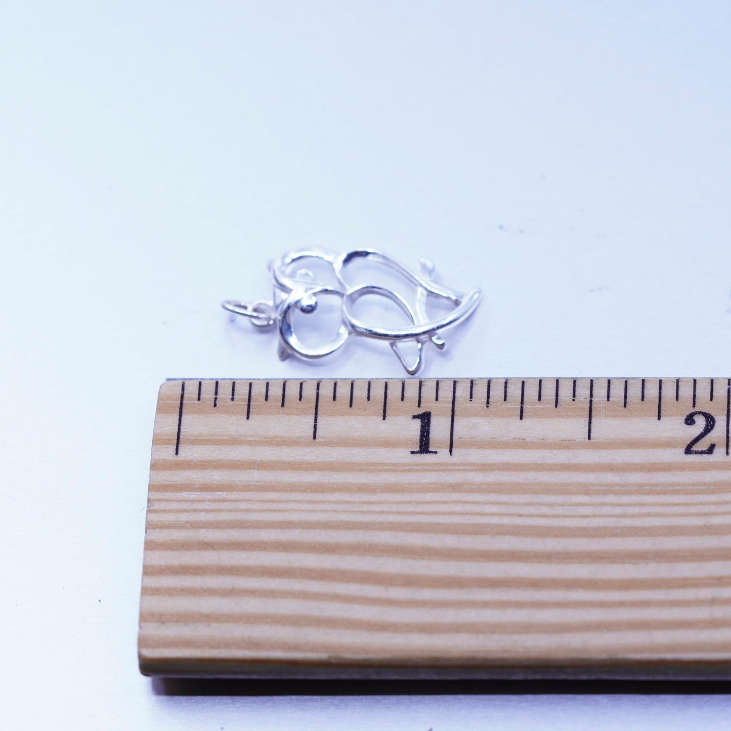 Vintage sterling 925 silver handmade owl Halloween pendant charm