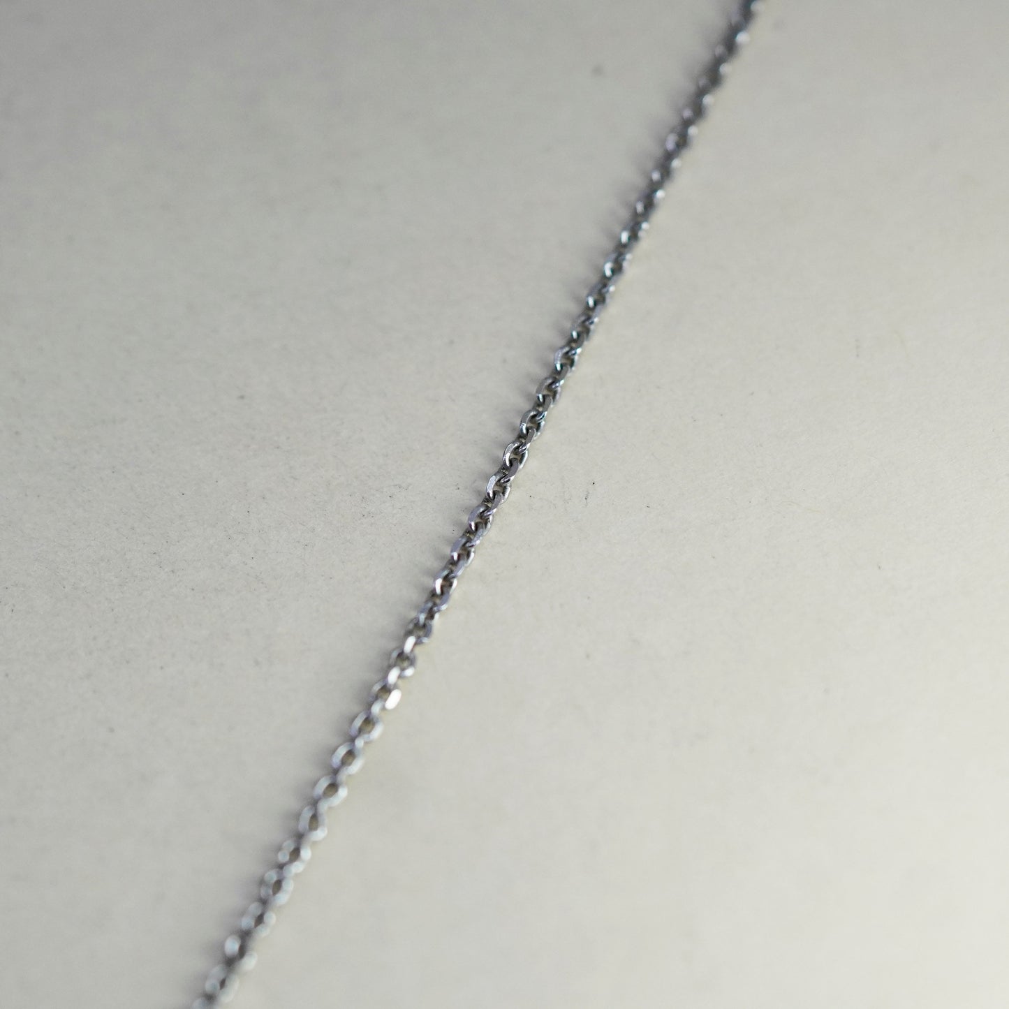 17”, 1mm, Vintage sterling silver flatten circle chain, 925 necklace