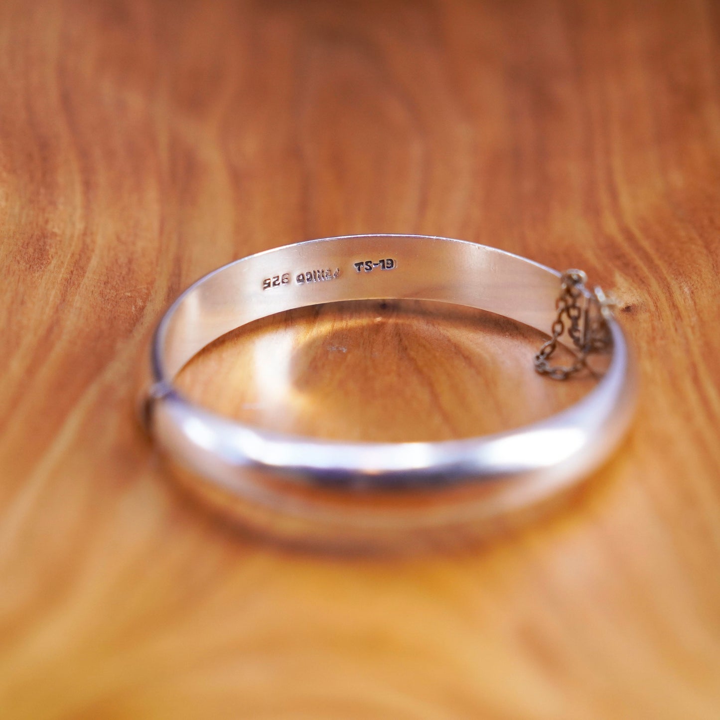 7.25”, Vintage Sterling silver handmade bracelet, wide 925 hinged bangle