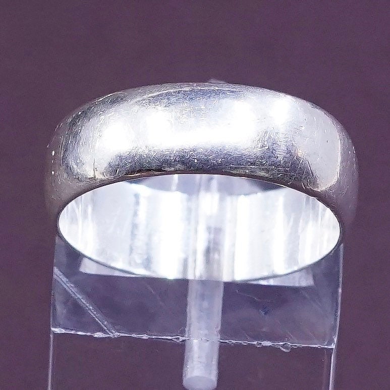 sz 7, vtg Sterling silver handmade ring, 925 wedding band, silver tested